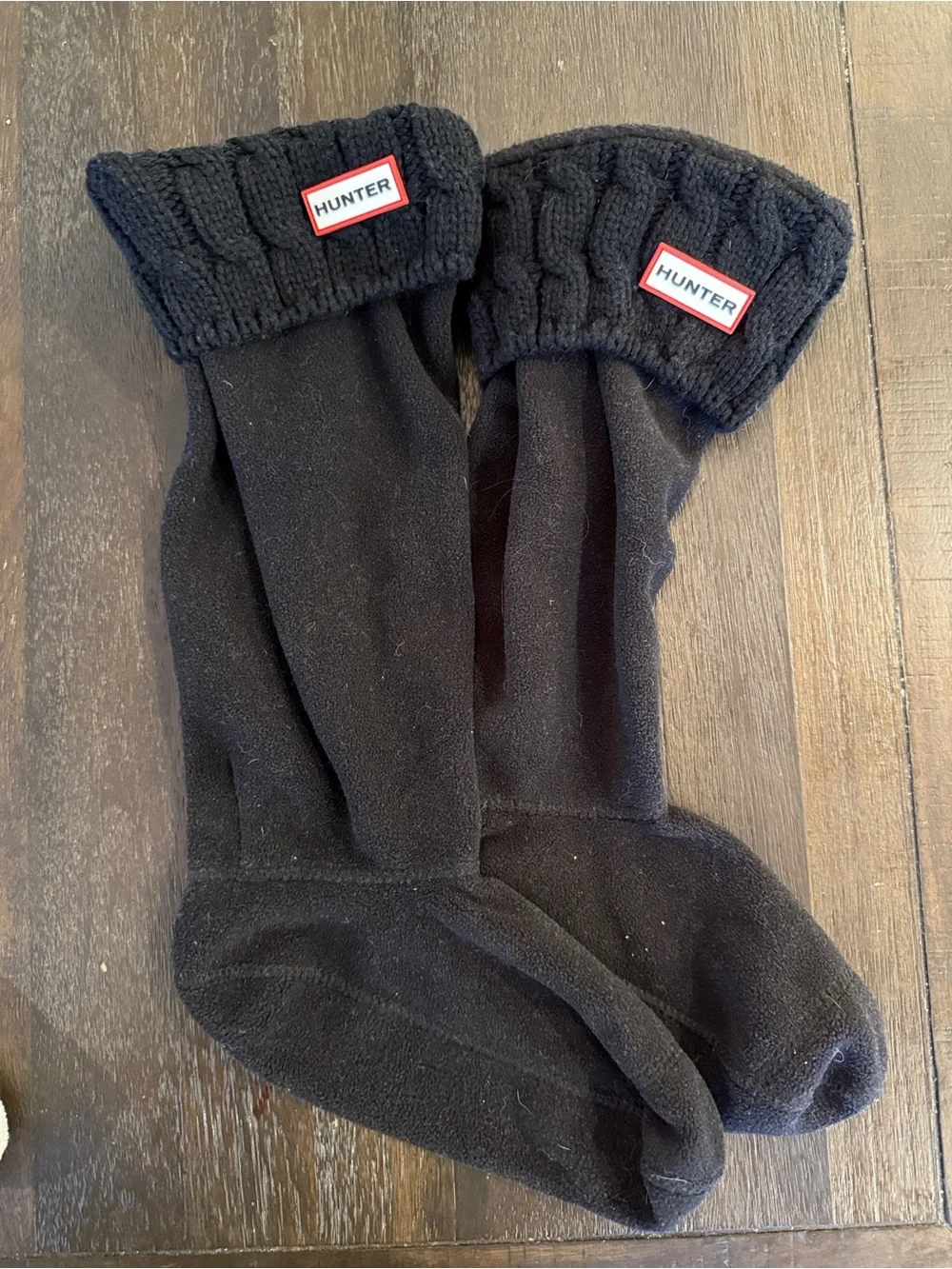 Hunter Fleece Boot Socks in Cream and Black